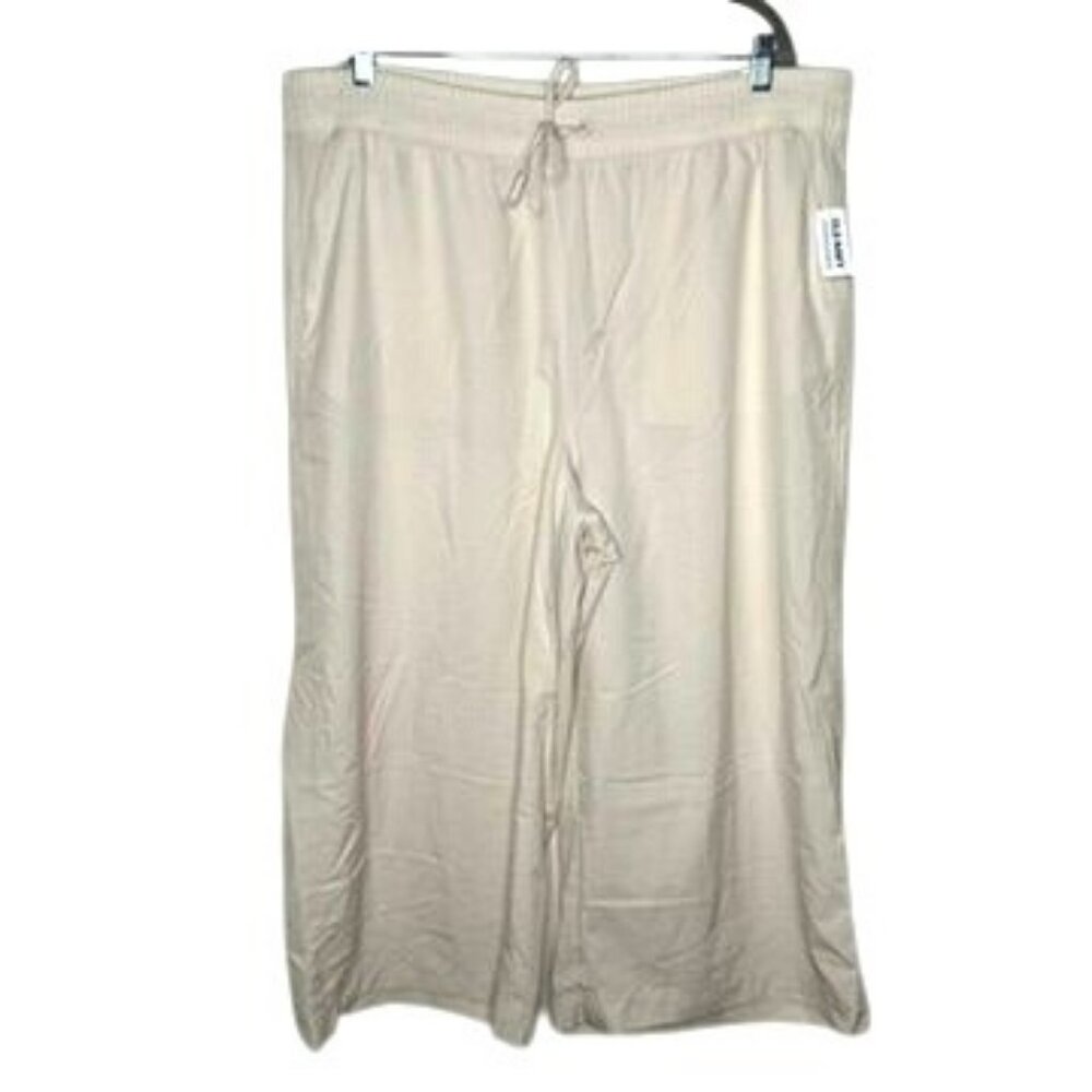 NWT Old Navy Wide Leg StretchTech Womens 2X Beige Pants Dry Quick Pockets Beachy - Picture 2 of 11